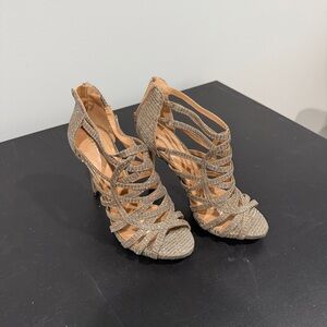 Express Elegant Strappy Gold Heels